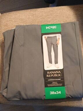 Banana Republic Men's Gray Commuter Flex Pants 38 X 34 100% Polyester